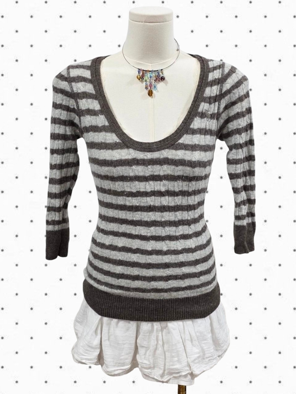 Abercrombie vintage Grey and brown half sleeve knit sweater